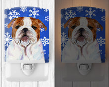 Load image into Gallery viewer, Bulldog English Winter Snowflakes Holiday Ceramic Night Light SS4622CNL