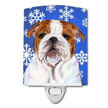 Load image into Gallery viewer, Bulldog English Winter Snowflakes Holiday Ceramic Night Light SS4622CNL
