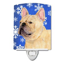 Load image into Gallery viewer, French Bulldog Winter Snowflakes Holiday Ceramic Night Light SS4623CNL