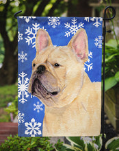 Load image into Gallery viewer, French Bulldog Winter Snowflakes Holiday Garden Flag – Decorative Outdoor Yard Flag