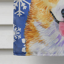Load image into Gallery viewer, Corgi Winter Snowflakes Holiday Flag Canvas House Size