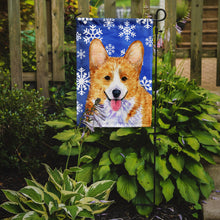 Load image into Gallery viewer, Corgi Winter Snowflakes Holiday Garden Flag – Decorative Outdoor Yard Flag