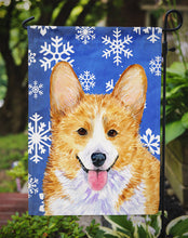 Load image into Gallery viewer, Corgi Winter Snowflakes Holiday Garden Flag – Decorative Outdoor Yard Flag