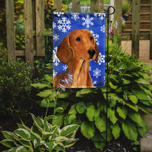 Load image into Gallery viewer, Dachshund Winter Snowflakes Holiday Garden Flag – Decorative Outdoor Yard Flag