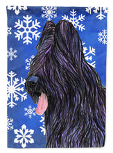 Load image into Gallery viewer, Briard Winter Snowflakes Holiday Garden Flag – Decorative Outdoor Yard Flag