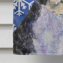 Load image into Gallery viewer, Portuguese Water Dog Winter Snowflakes Holiday Flag Canvas House Size