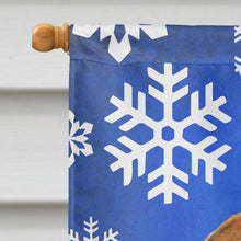 Load image into Gallery viewer, Bulldog English Winter Snowflakes Holiday Flag Canvas House Size