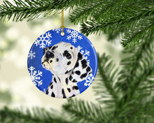 Load image into Gallery viewer, Dalmatian Winter Snowflakes Holiday Christmas Ornament - Round Ceramic Ornament – Artist-Designed Keepsake Decoration SS4630