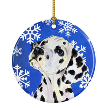 Load image into Gallery viewer, Dalmatian Winter Snowflakes Holiday Christmas Ornament - Round Ceramic Ornament – Artist-Designed Keepsake Decoration SS4630