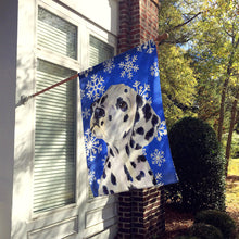 Load image into Gallery viewer, Dalmatian Winter Snowflakes Holiday Flag Canvas House Size