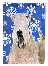 Load image into Gallery viewer, Wheaten Terrier Soft Coated Winter Snowflakes Holiday Garden Flag – Decorative Outdoor Yard Flag