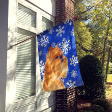 Load image into Gallery viewer, Brussels Griffon Winter Snowflakes Holiday Flag Canvas House Size