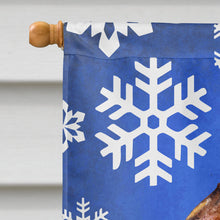 Load image into Gallery viewer, Brussels Griffon Winter Snowflakes Holiday Flag Canvas House Size