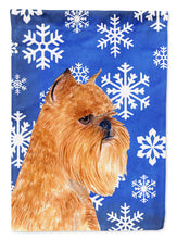 Load image into Gallery viewer, Brussels Griffon Winter Snowflakes Holiday Flag Canvas House Size