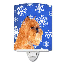 Load image into Gallery viewer, Brussels Griffon Winter Snowflakes Holiday Ceramic Night Light SS4632CNL