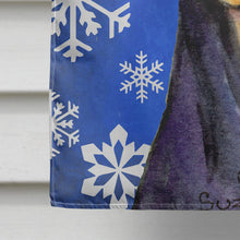 Load image into Gallery viewer, Doberman Winter Snowflakes Holiday Flag Canvas House Size