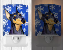 Load image into Gallery viewer, Doberman Winter Snowflakes Holiday Ceramic Night Light SS4633CNL