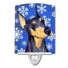 Load image into Gallery viewer, Doberman Winter Snowflakes Holiday Ceramic Night Light SS4633CNL
