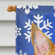 Load image into Gallery viewer, Bull Terrier Winter Snowflakes Holiday Flag Canvas House Size