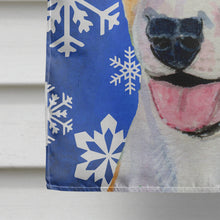 Load image into Gallery viewer, Bull Terrier Winter Snowflakes Holiday Flag Canvas House Size