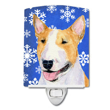 Load image into Gallery viewer, Bull Terrier Winter Snowflakes Holiday Ceramic Night Light SS4634CNL