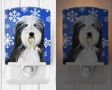 Load image into Gallery viewer, Bearded Collie Winter Snowflakes Holiday Ceramic Night Light SS4635CNL