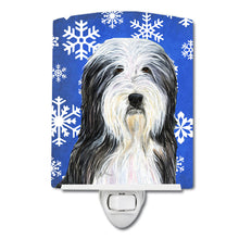 Load image into Gallery viewer, Bearded Collie Winter Snowflakes Holiday Ceramic Night Light SS4635CNL