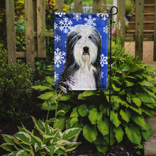 Load image into Gallery viewer, Bearded Collie Winter Snowflakes Holiday Garden Flag – Decorative Outdoor Yard Flag