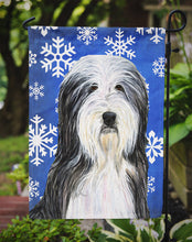 Load image into Gallery viewer, Bearded Collie Winter Snowflakes Holiday Garden Flag – Decorative Outdoor Yard Flag