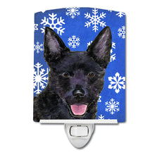 Load image into Gallery viewer, Australian Kelpie Winter Snowflakes Holiday Ceramic Night Light SS4636CNL