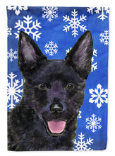 Load image into Gallery viewer, Australian Kelpie Winter Snowflakes Holiday Garden Flag – Decorative Outdoor Yard Flag