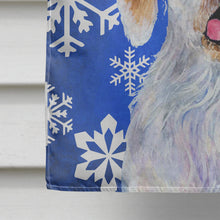 Load image into Gallery viewer, Clumber Spaniel Winter Snowflakes Holiday Flag Canvas House Size