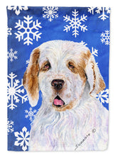 Load image into Gallery viewer, Clumber Spaniel Winter Snowflakes Holiday Flag Canvas House Size