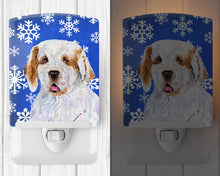 Load image into Gallery viewer, Clumber Spaniel Winter Snowflakes Holiday Ceramic Night Light SS4638CNL