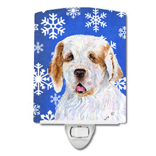 Load image into Gallery viewer, Clumber Spaniel Winter Snowflakes Holiday Ceramic Night Light SS4638CNL