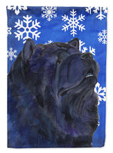 Load image into Gallery viewer, Chow Chow Winter Snowflakes Holiday Flag Canvas House Size
