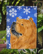 Load image into Gallery viewer, Chow Chow Winter Snowflakes Holiday Garden Flag – Decorative Outdoor Yard Flag
