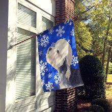 Load image into Gallery viewer, Dandie Dinmont Terrier Winter Snowflakes Holiday Flag Canvas House Size