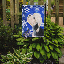 Load image into Gallery viewer, Dandie Dinmont Terrier Winter Snowflakes Holiday Garden Flag – Decorative Outdoor Yard Flag