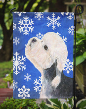 Load image into Gallery viewer, Dandie Dinmont Terrier Winter Snowflakes Holiday Garden Flag – Decorative Outdoor Yard Flag