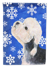 Load image into Gallery viewer, Dandie Dinmont Terrier Winter Snowflakes Holiday Garden Flag – Decorative Outdoor Yard Flag