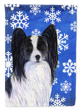 Load image into Gallery viewer, Papillon Winter Snowflakes Holiday Flag Canvas House Size