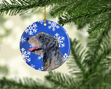 Load image into Gallery viewer, Irish Wolfhound Winter Snowflakes Holiday Christmas Ornament - Round Ceramic Ornament – Artist-Designed Keepsake Decoration SS4644