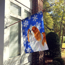 Load image into Gallery viewer, English Toy Spaniel Winter Snowflakes Holiday Flag Canvas House Size