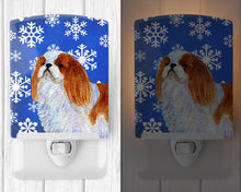 Load image into Gallery viewer, English Toy Spaniel Winter Snowflakes Holiday Ceramic Night Light SS4645CNL