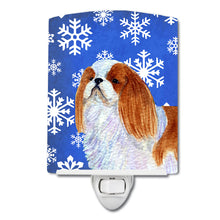 Load image into Gallery viewer, English Toy Spaniel Winter Snowflakes Holiday Ceramic Night Light SS4645CNL