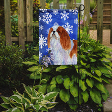 Load image into Gallery viewer, English Toy Spaniel Winter Snowflakes Holiday Garden Flag – Decorative Outdoor Yard Flag
