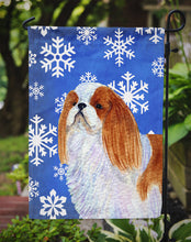 Load image into Gallery viewer, English Toy Spaniel Winter Snowflakes Holiday Garden Flag – Decorative Outdoor Yard Flag