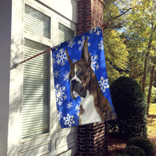 Load image into Gallery viewer, Boxer Winter Snowflakes Holiday Flag Canvas House Size