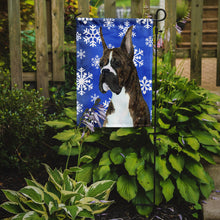 Load image into Gallery viewer, Boxer Winter Snowflakes Holiday Garden Flag – Decorative Outdoor Yard Flag